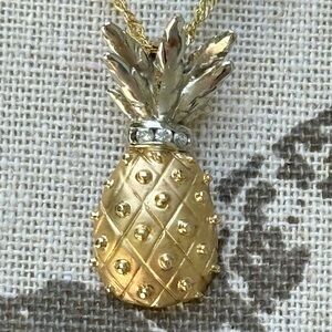 14k Gold and Diamond Pineapple Pendant
